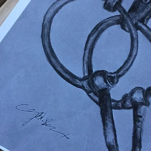 Artwork print paper black white cowgirl wester headstall bit western cowboy - Picture 5 of 5